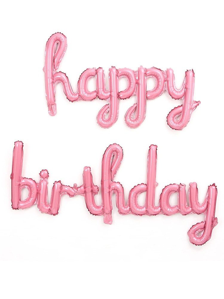 2pcs/set Birthday Balloon, Metallic Pink PE Balloon Backdrop For Party Decor | SHEIN