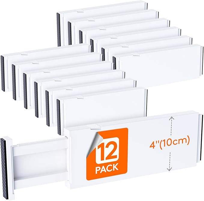 Lifewit 12 Pack Drawer Dividers 4" High,11-17" Adjustable Dresser Drawer Organizers for Clothes, ... | Amazon (US)