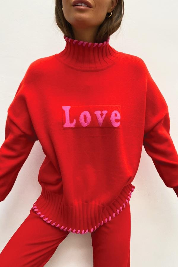 Red Lulu Roll Neck Jumper | Never Fully Dressed US