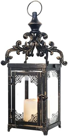 Candle Lantern Decorative Indoor & Outdoor, Large Vintage Metal Hanging/Tabletop Lanterns for Pat... | Amazon (US)
