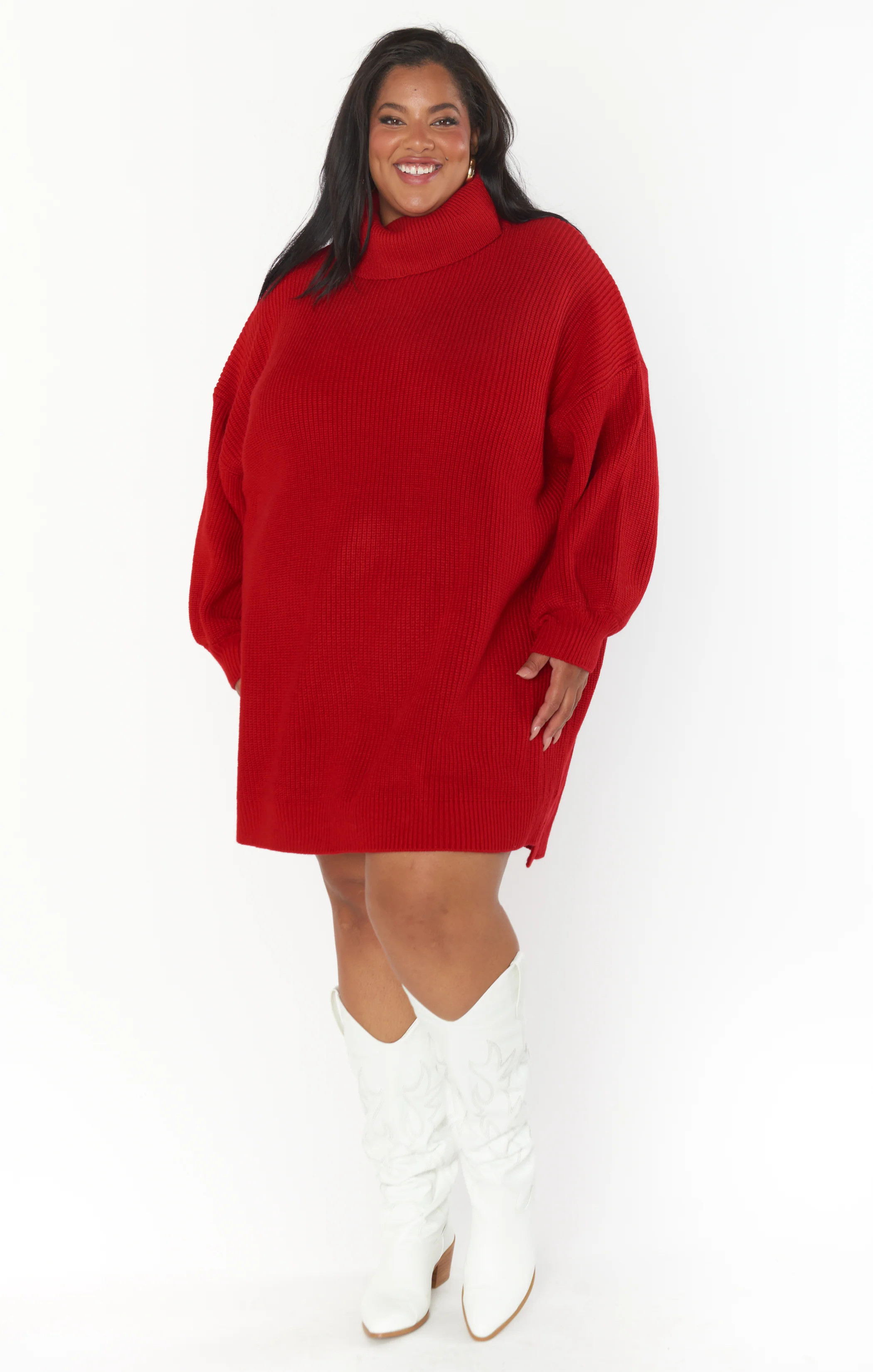 Chester Sweater Dress, in Holly Red Knit, Size: 3X | Show Me Your Mumu | Show Me Your Mumu