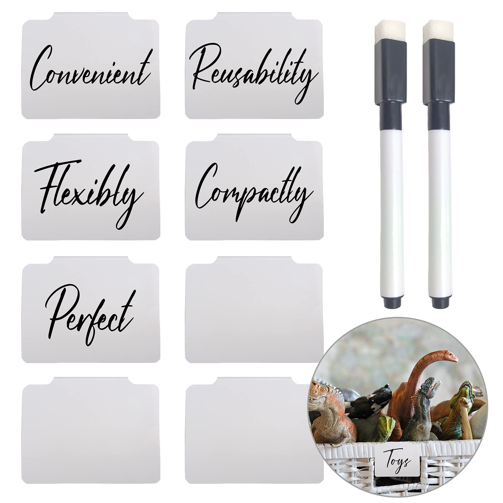 16 PCs Basket Bin Labels Clip on Plastic Black Label Holders Kitchen Pantry Basket Labels Clip with  | Amazon (US)