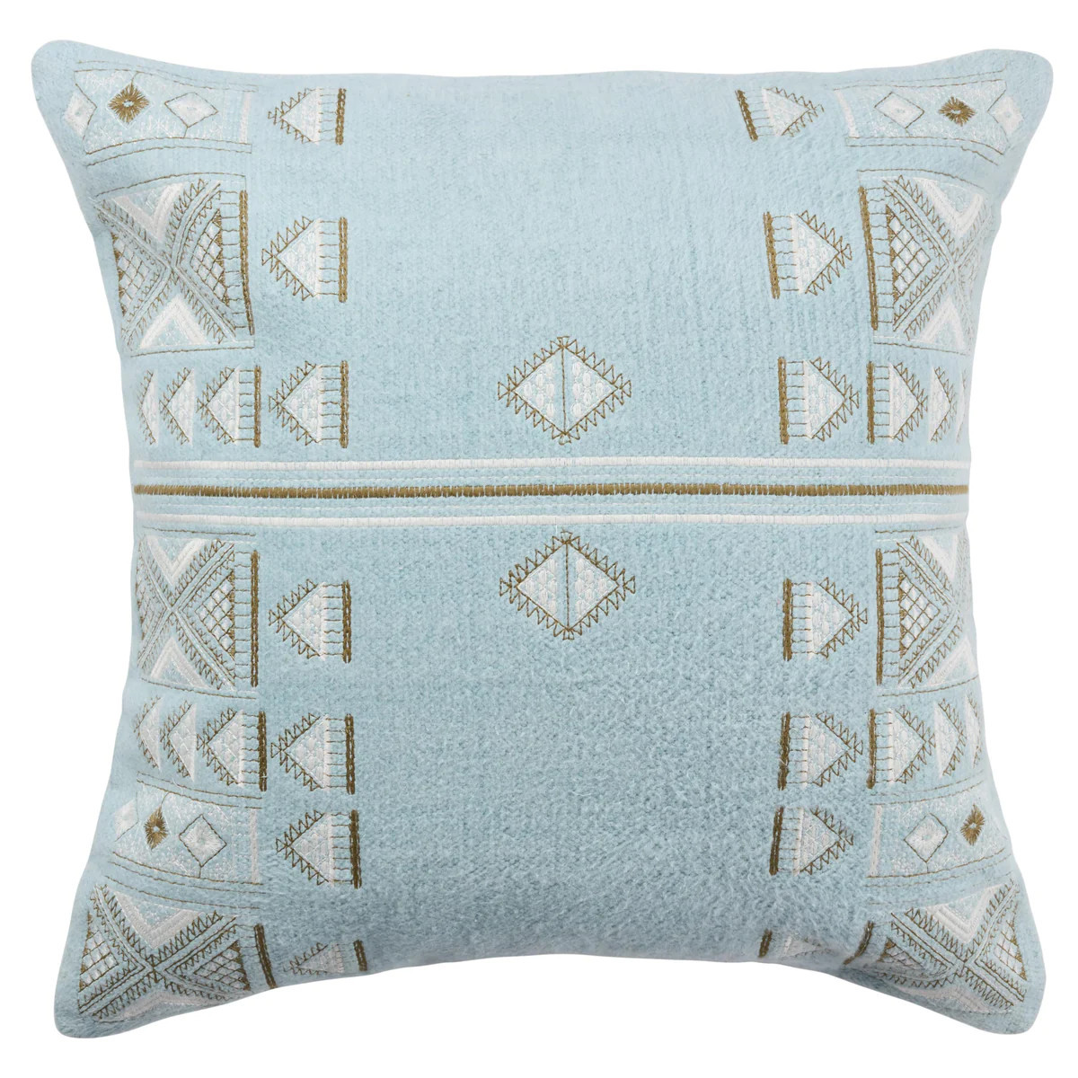 Jaipur Living Elina Tribal Light Blue/ Brown Pillow Cover (24" Square) | DecoratorsBest | DecoratorsBest