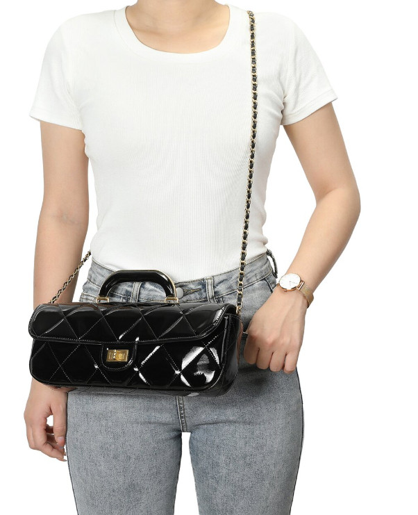 Tiffany & Fred Paris
Metallic Quilted Leather Top Handle Clutch 

 