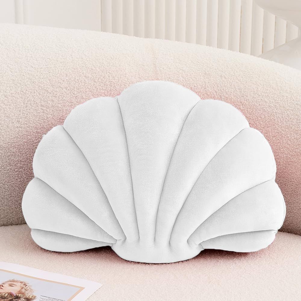 Seashell Decorative Pillow Shell Shaped Throw Pillow 3D Insert Beach Pillow Soft Velvet Pillow Se... | Amazon (US)