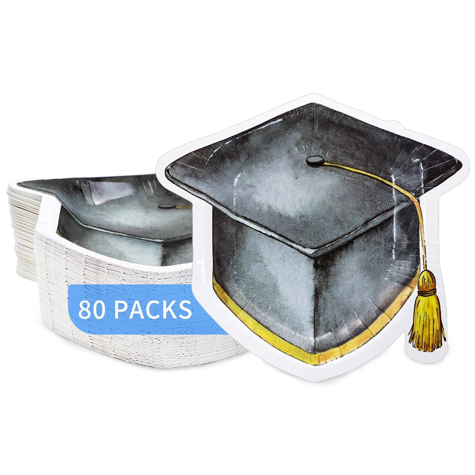 Graduation Party Supplies, Graduate Plates 80 Count Grad Cap Plates Mortarboard Shaped for Gradua... | Amazon (US)