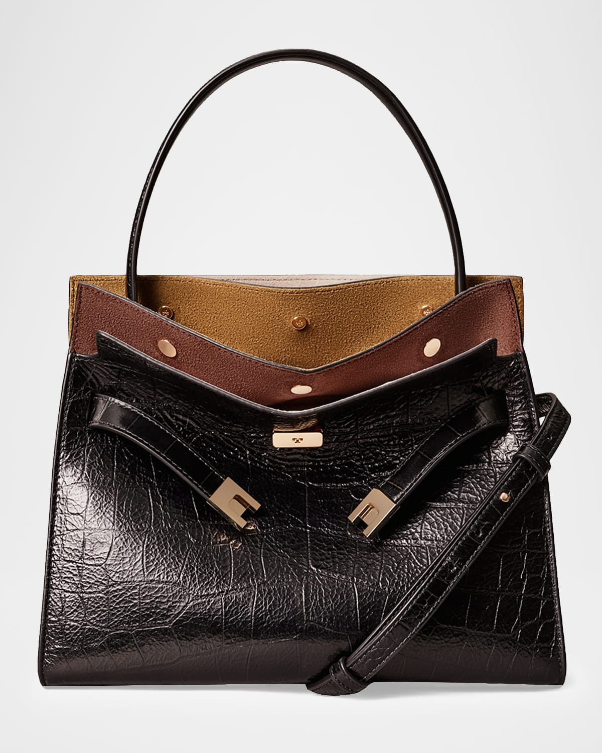 Lee Radziwill Croc-Embossed Leather Top-Handle Bag | Neiman Marcus