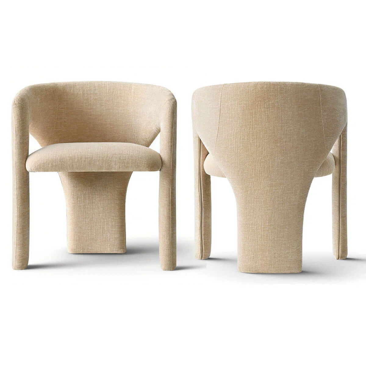 Set of 2 Modern Upholstered Dining Chairs With Curved Back And Unique Base | Wayfair North America