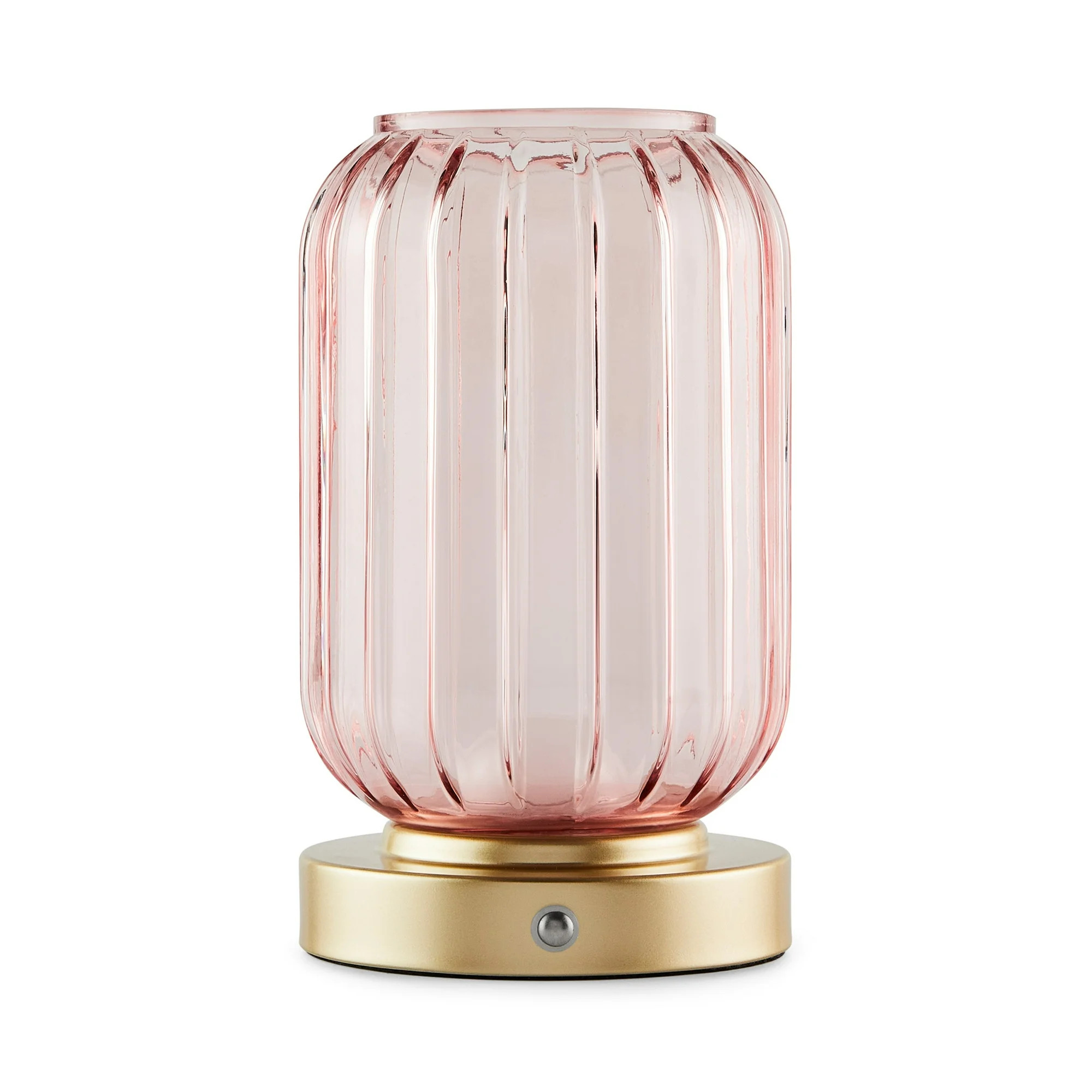 Mainstays by Becky G. & Alejandra 8.5" Rechargeable Mimosa Pink Ribbed Glass Uplight, Gold Metal ... | Walmart (US)