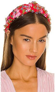 Lele Sadoughi X LoveShackFancy Heart Crystal Knotted Headband in Mambo Red from Revolve.com | Revolve Clothing (Global)