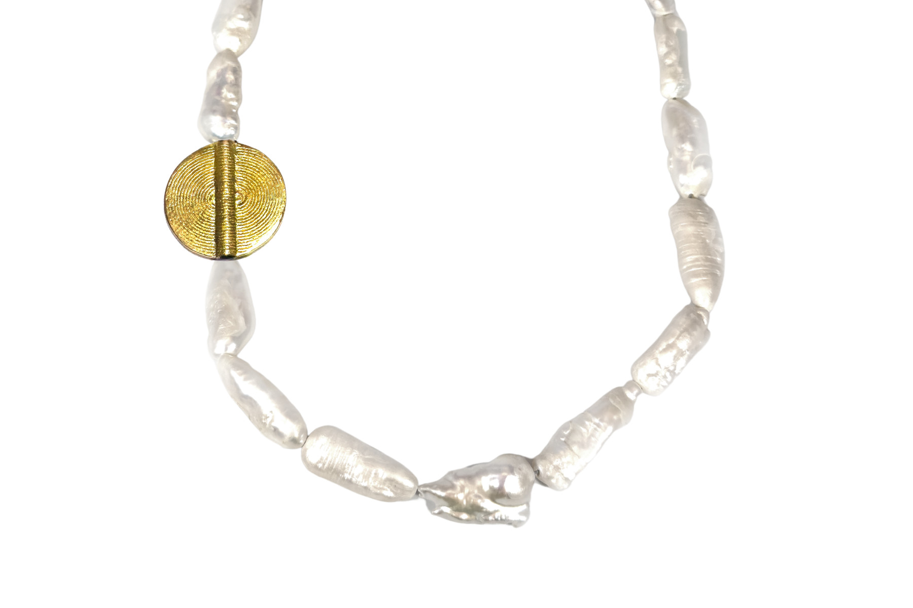 BIWA PEARL & BRASS MEDALLION NECKLACE \u2014 Rachel Nathan | Rachel Nathan