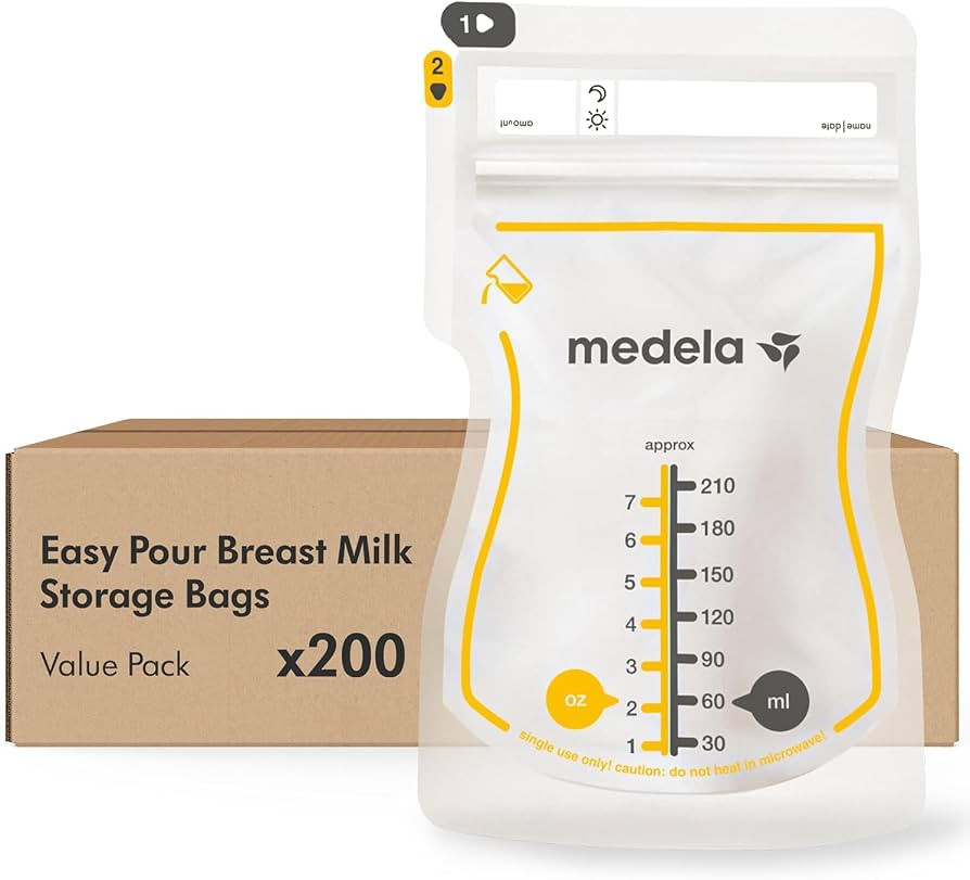 Medela Easy Pour Breast Milk Storage Bags, 200 Count, 7 oz/210 ml | Amazon (US)