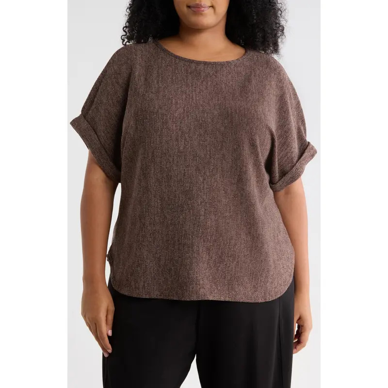 MAX STUDIO Dolman Short Sleeve Top in Oat/Black at Nordstrom Rack, Size 2X | Nordstrom Rack