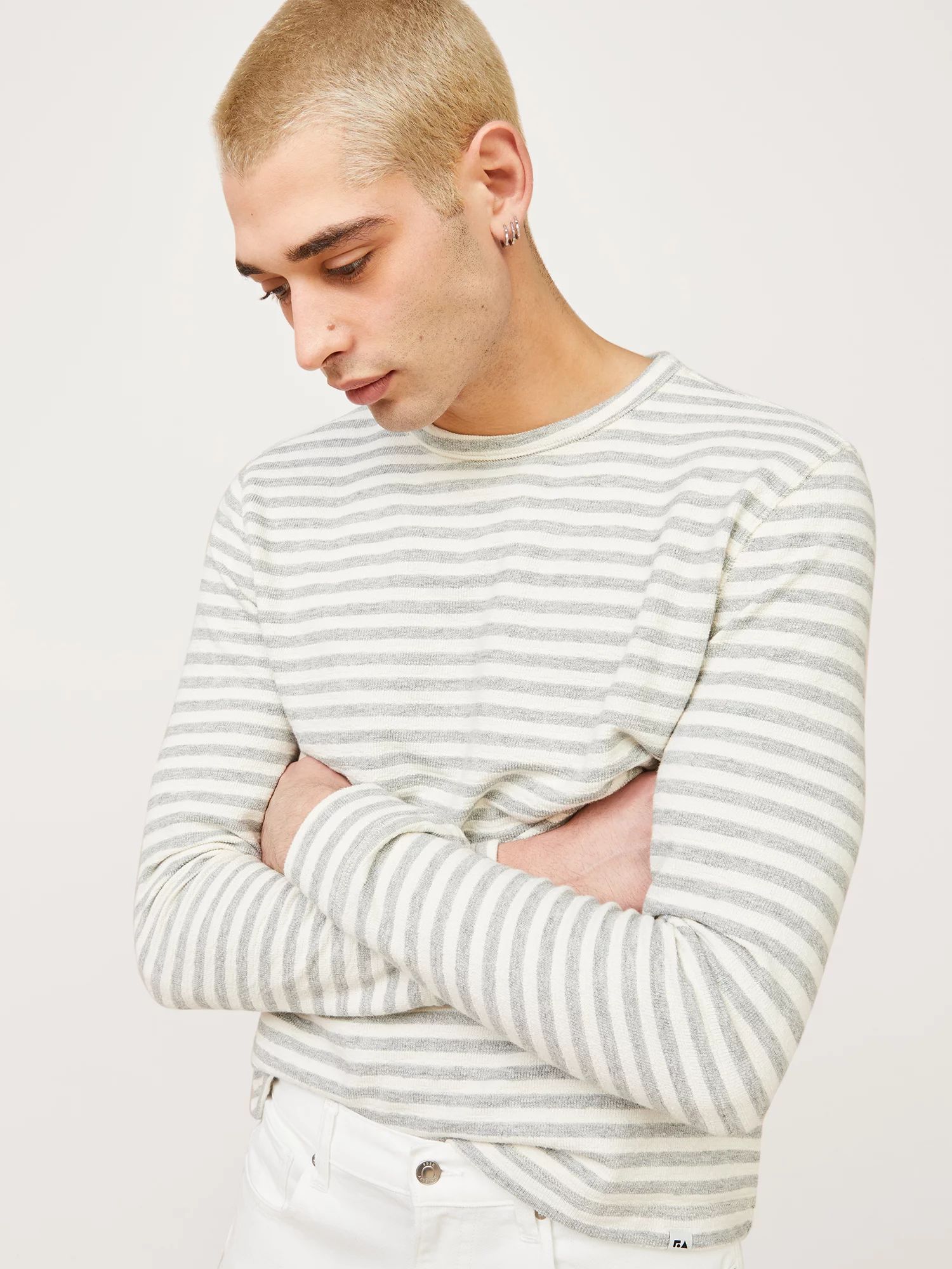 Free Assembly Men's Long Sleeve Textured Stripe Crewneck Sweatshirt | Walmart (US)