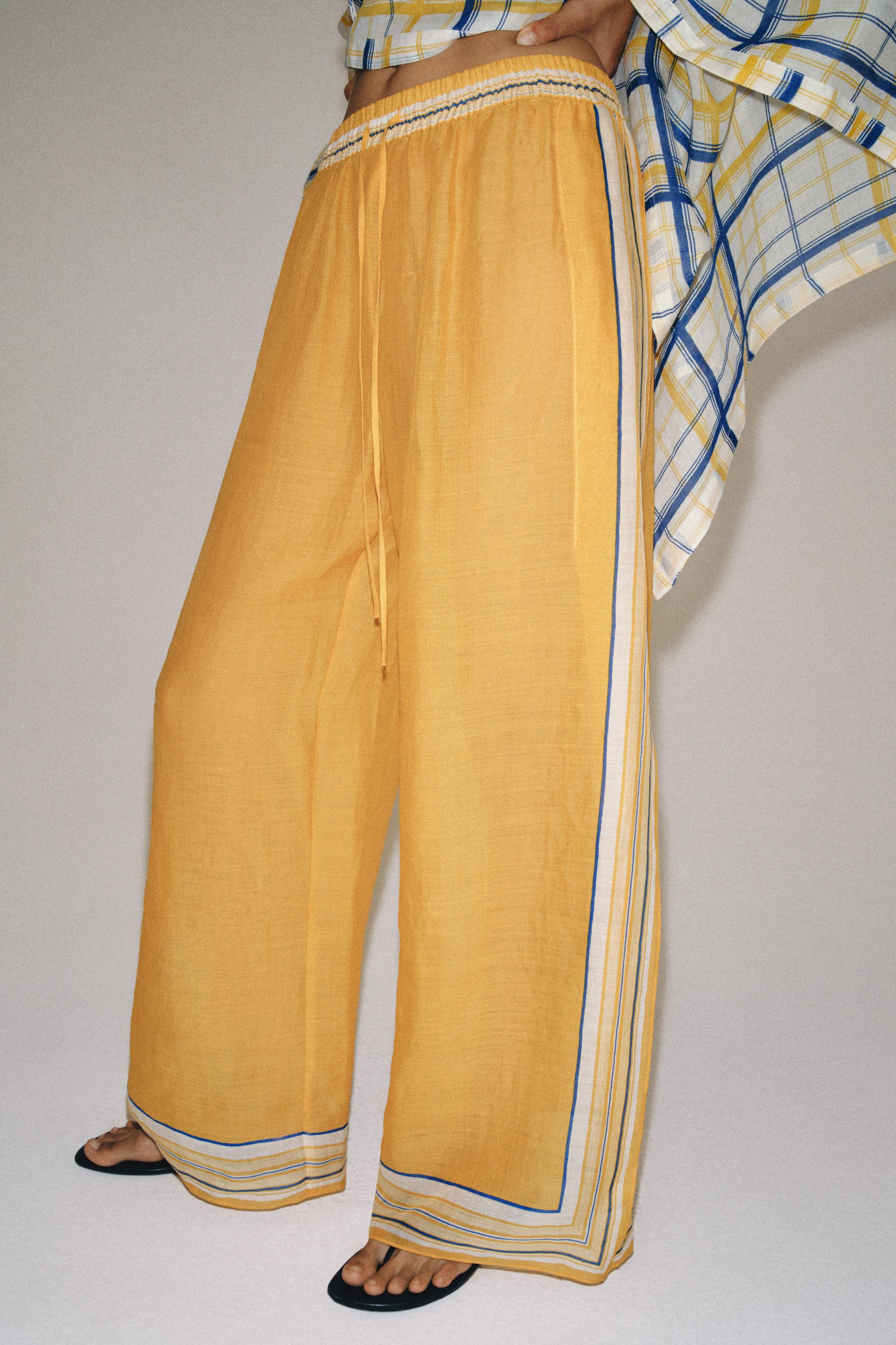 100% RAMIE STRIPED PANTS ZW COLLECTION | Zara US