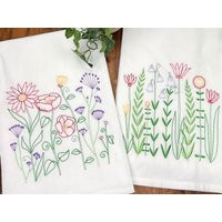 Tea Towelsvintage Embroidered Flowersset Of Towelshand Towelsflowers Towelsfloursackkitchen Towelhousewarmingshower Gift | Etsy (US)