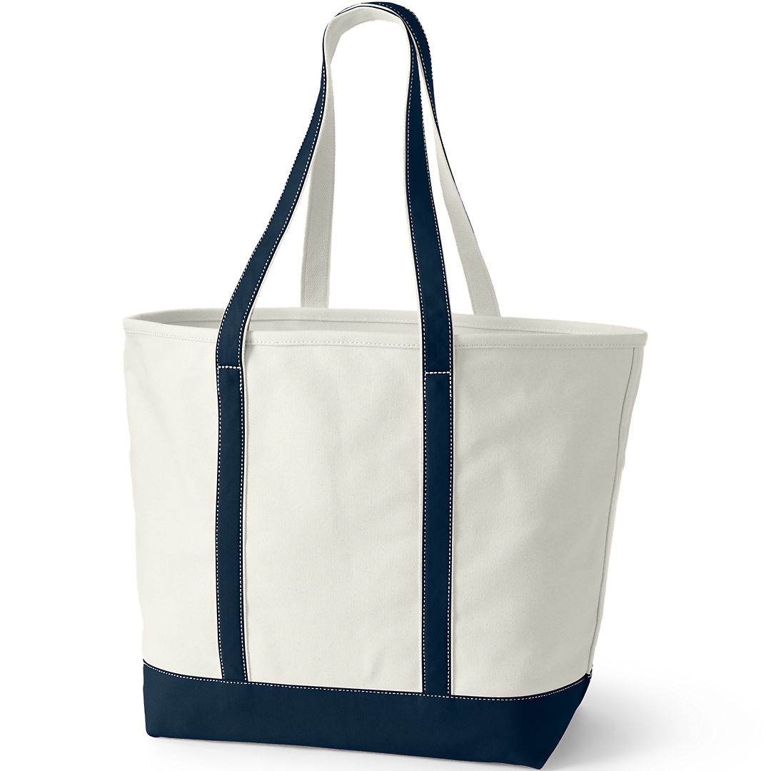 Extra Large Natural 5 Pocket Open Top Long Handle Canvas Tote Bag | Lands' End (US)