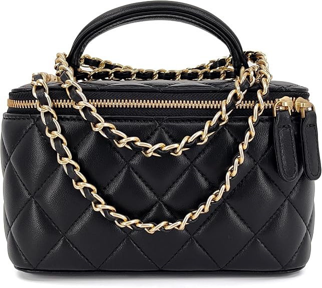 Small Genuine Leather Purse Quilted Crossbody Bag for Women, Mini Top-Handle Shoulder Handbag w/G... | Amazon (US)