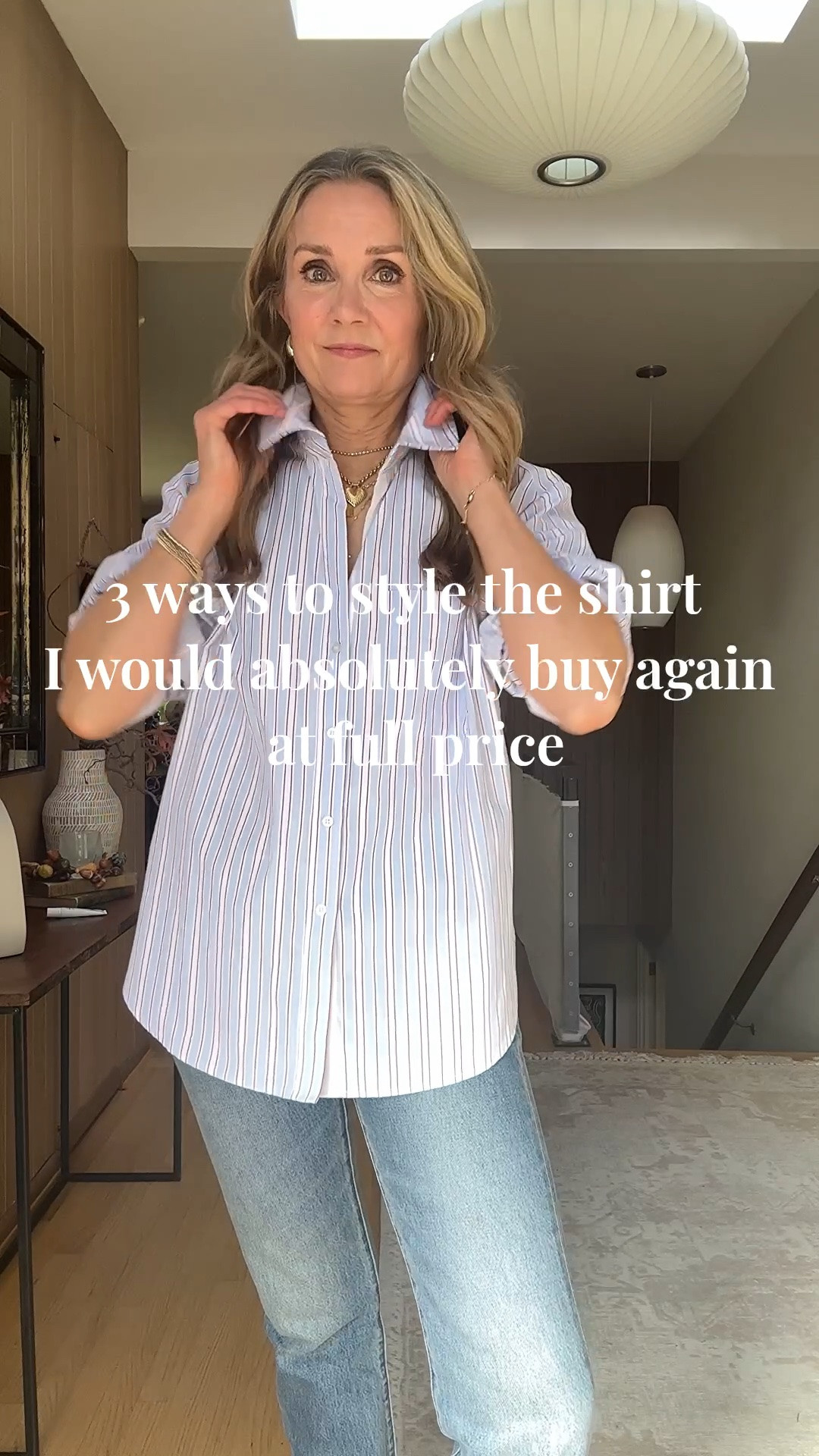 Totally worth the splurge! The iconic @Brochu Walker Everyday Shirt has a grip on me like nothing else. Rarely do I want multiples in something, but this? One in every color please!

Pre-scrunched sleeves that stay perfectly in place, the relaxed shape & ideal length for tucking or not, a collar that gives chic but not try-hard, and premium fabric that doesn’t wrinkle….ohh yessss🔥 I’m not exaggerating, it’s one of the most incredible things in my closet. 

I’m 5’6” and wear a small in tops and 27 in jeans.