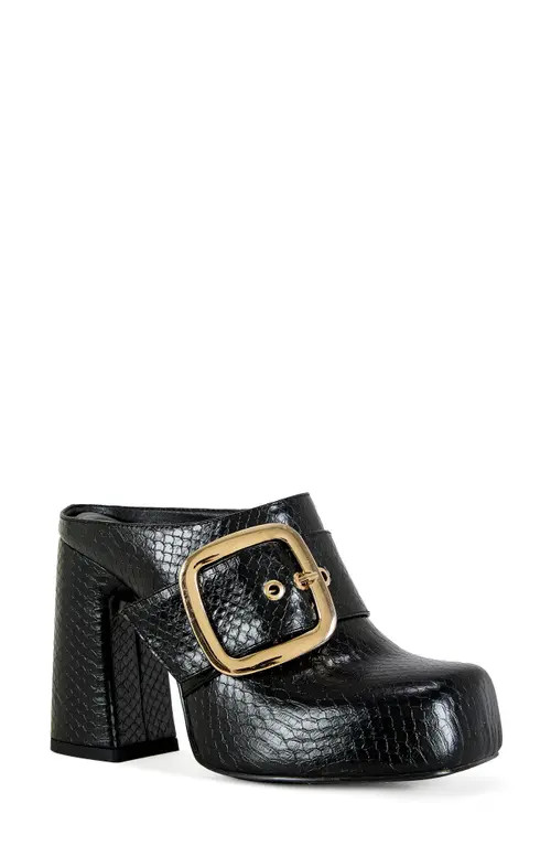 AZALEA WANG Elysia Snakeskin Embossed Clog in Black at Nordstrom, Size 7.5 | Nordstrom