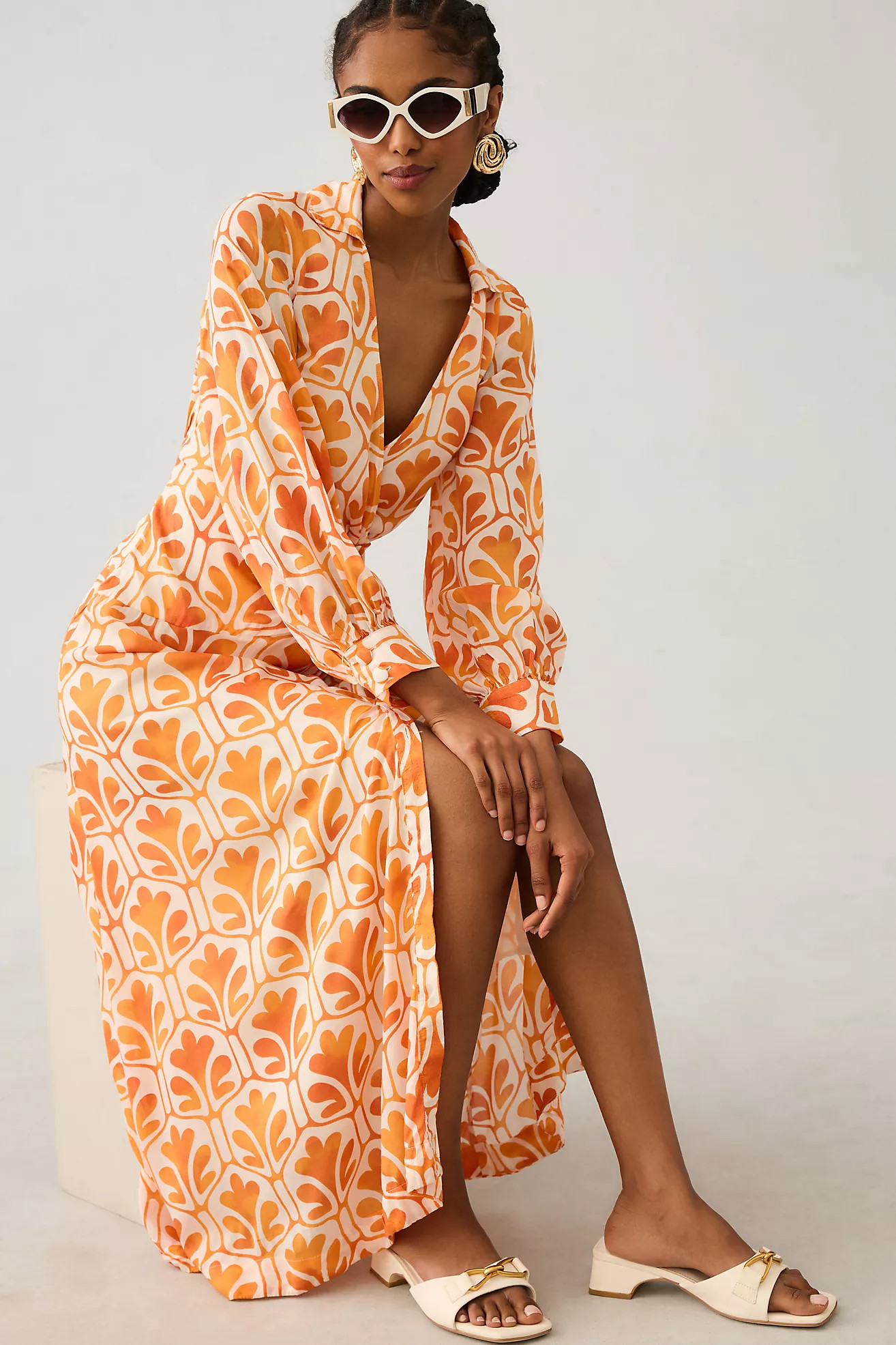 Maeve Printed Wrap Shirt Dress | Anthropologie (US)
