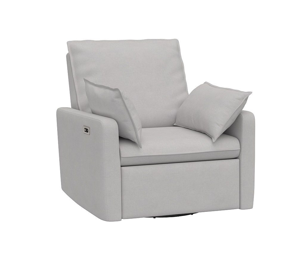 Paxton Pillow Power Power Recliner Performance Linen Blend Gray | Pottery Barn Kids