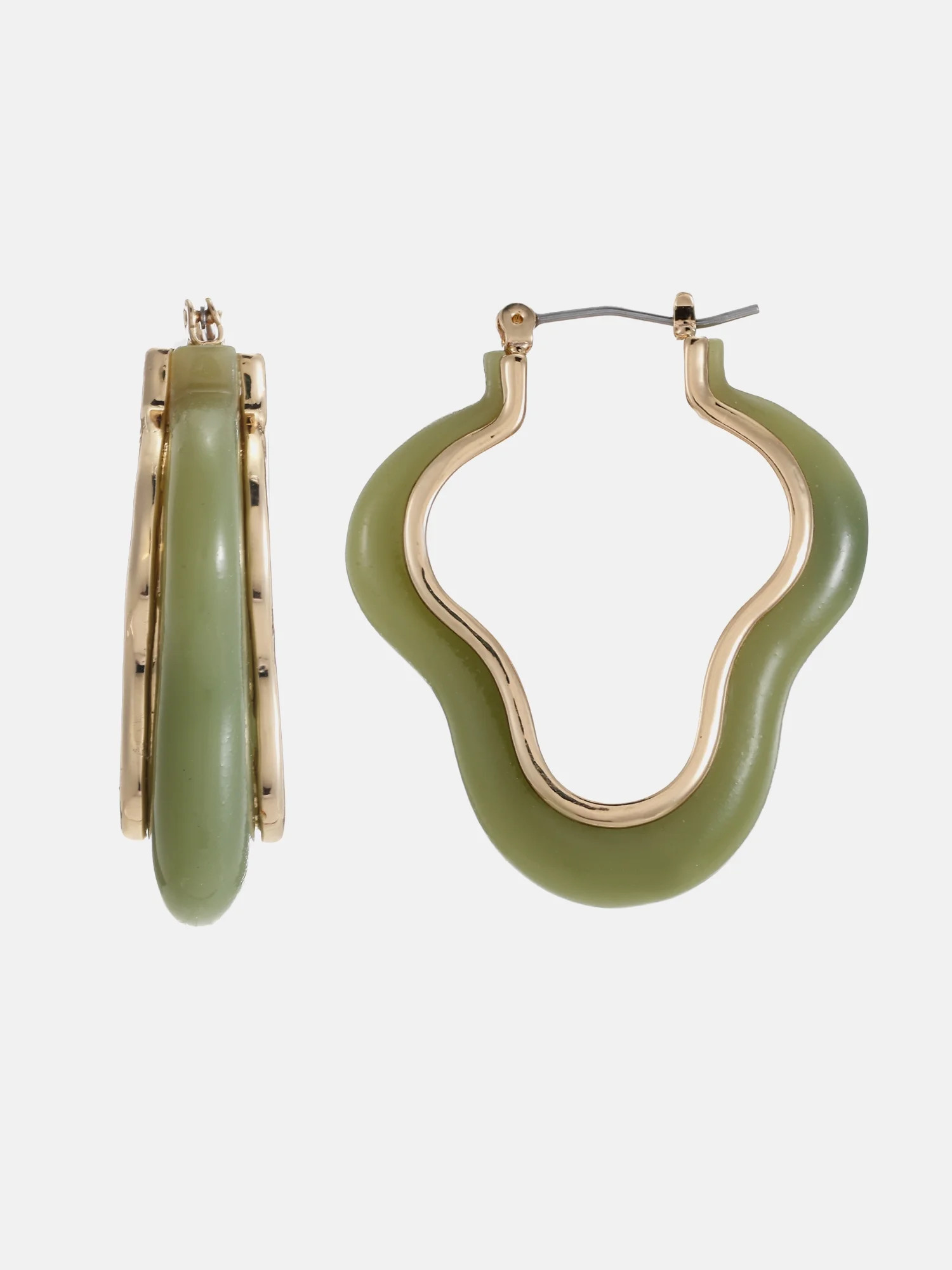 Scenario Abstract Hoop Earrings, Green, Gold-Tone | Walmart (US)