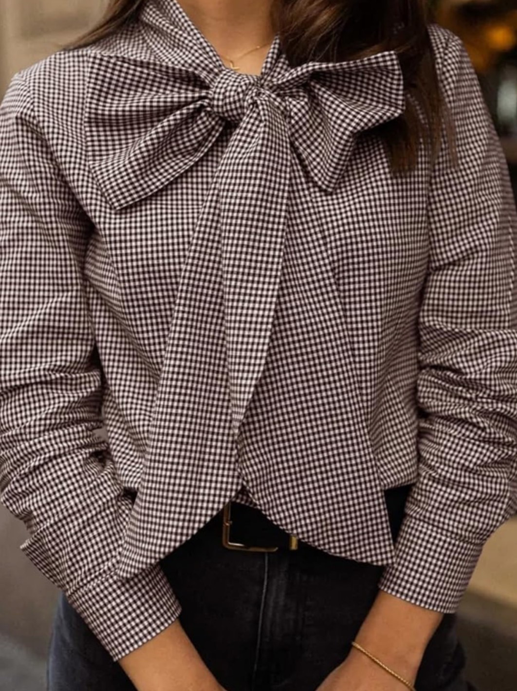Plaid bow tie blouse with that polished countryside and old-money autumn feel. 🤎✨ Perfect for workwear, dinner dates, farmers markets, office outfits, brunch, holiday gatherings, or casual fall styling when you want something feminine but still structured. The bow tied neckline, button down front, and plaid print give it that classic vintage-inspired look while still feeling easy to style with denim, trousers, skirts, or boots. 

Grab this blouse if your closet needs a polished piece with soft countryside charm. 🌾🍎🌿

#LTKOver40 #LTKMidsize #LTKWorkwear
