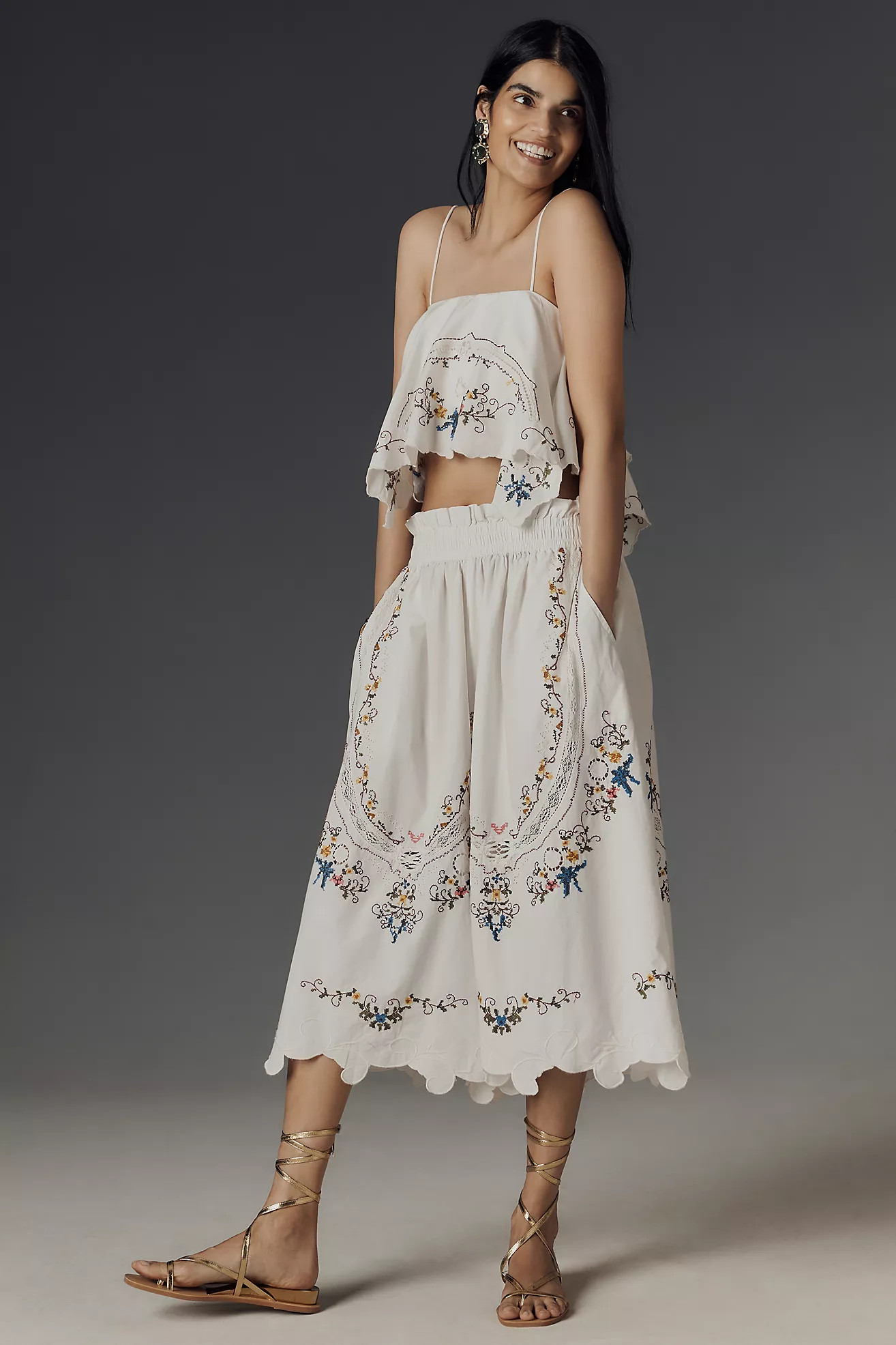 By Anthropologie Embroidered Culottes | Anthropologie (US)