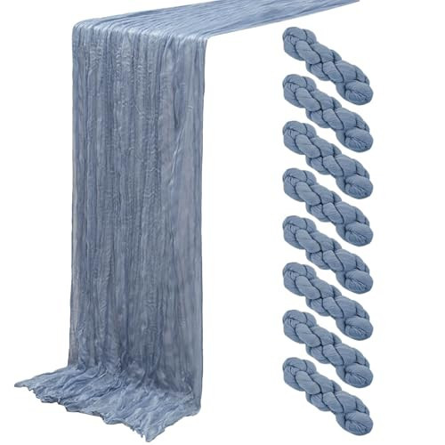 8Pack Dusty Blue Cheesecloth Table Runners 120Inch Cheese Cloth Blue Table Runner Rustic Sheer Gauze Table Runner for Wedding Baby Shower Birthday Party Table Decor | Amazon (US)