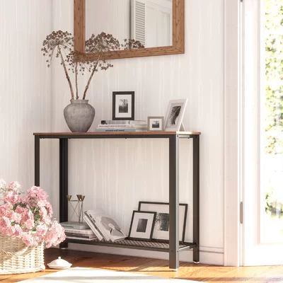 Bryce 40" Console Table Williston Forge Base Color/Table Top Color: Black/Rustic Brown | Wayfair North America