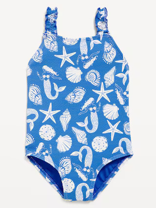 Printed Textured Ruffle-Strap One-Piece Swimsuit for Toddler Girls | Old Navy (US)