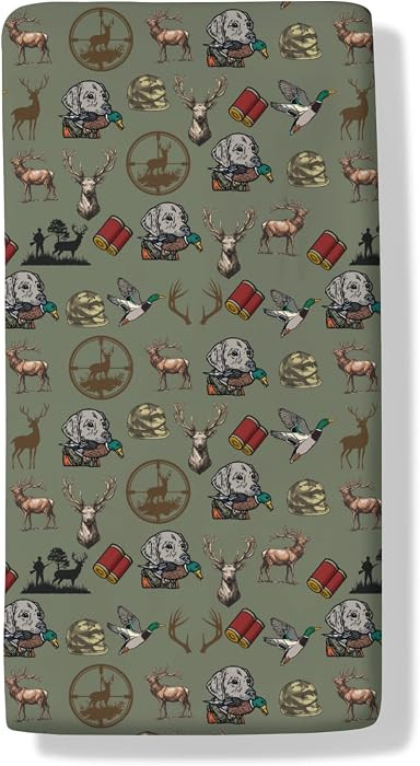 Boy Hunting Green Baby Crib Sheets Duck Hunting Deer Toddler Bedding Bed Sheets Outdoor Camouflag... | Amazon (US)