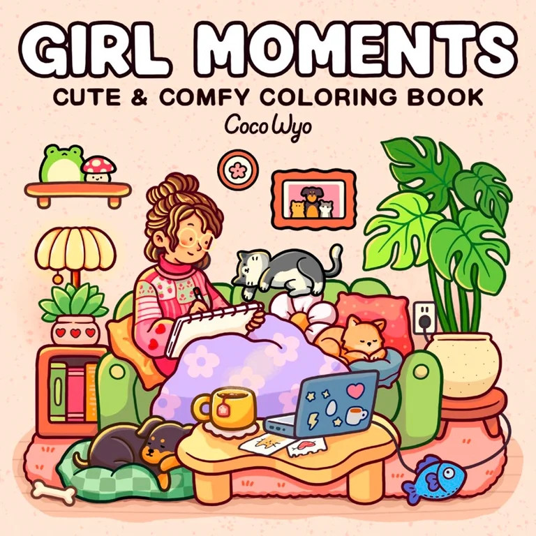 Girl Moments: Coloring Book for Adults and Kids, 96 pages (Paperback) | Walmart (US)