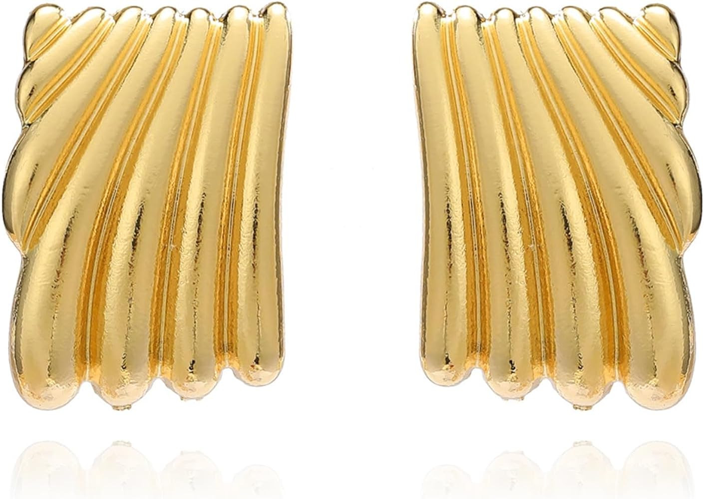 Minimalist Alloy Chunky Striped Rectangle Geometric Square Statement Stud Earrings for Women Jewe... | Amazon (US)