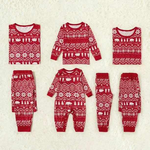 PatPat Traditional Christmas Print Family Matching Pajamas - Walmart.com | Walmart (US)