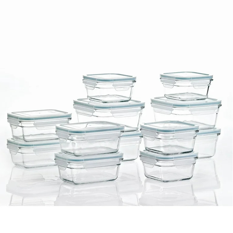 Glasslock 24 Piece Oven Microwave Safe Glass Food Storage Containers Set w/ Lids | Walmart (US)