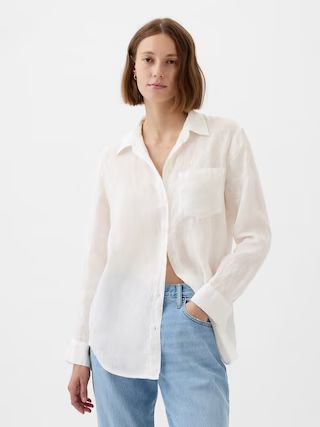 100% Linen Boyfriend Shirt | Gap (CA)