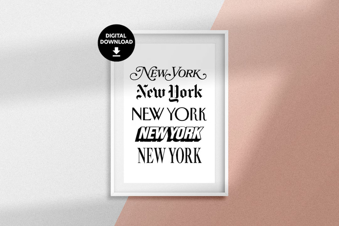 New York Typographic Print, New York Font Poster, New York City Gifts, NYC Wall Art, Minimalist M... | Etsy (US)