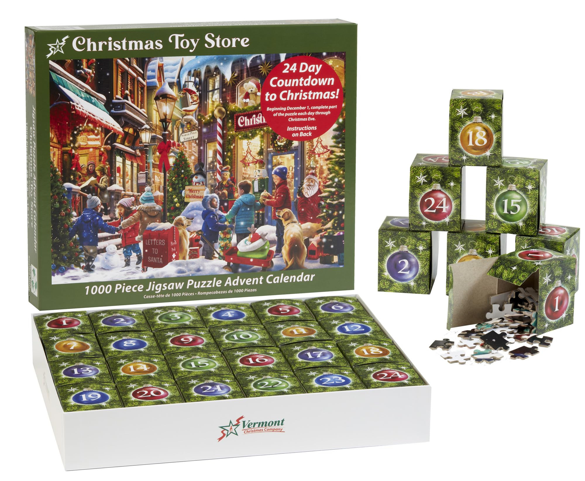 Jigsaw Puzzle Advent Calendar - 'Christmas Toy Store' - 1000 Pieces by Vermont Christmas Company ... | Amazon (US)