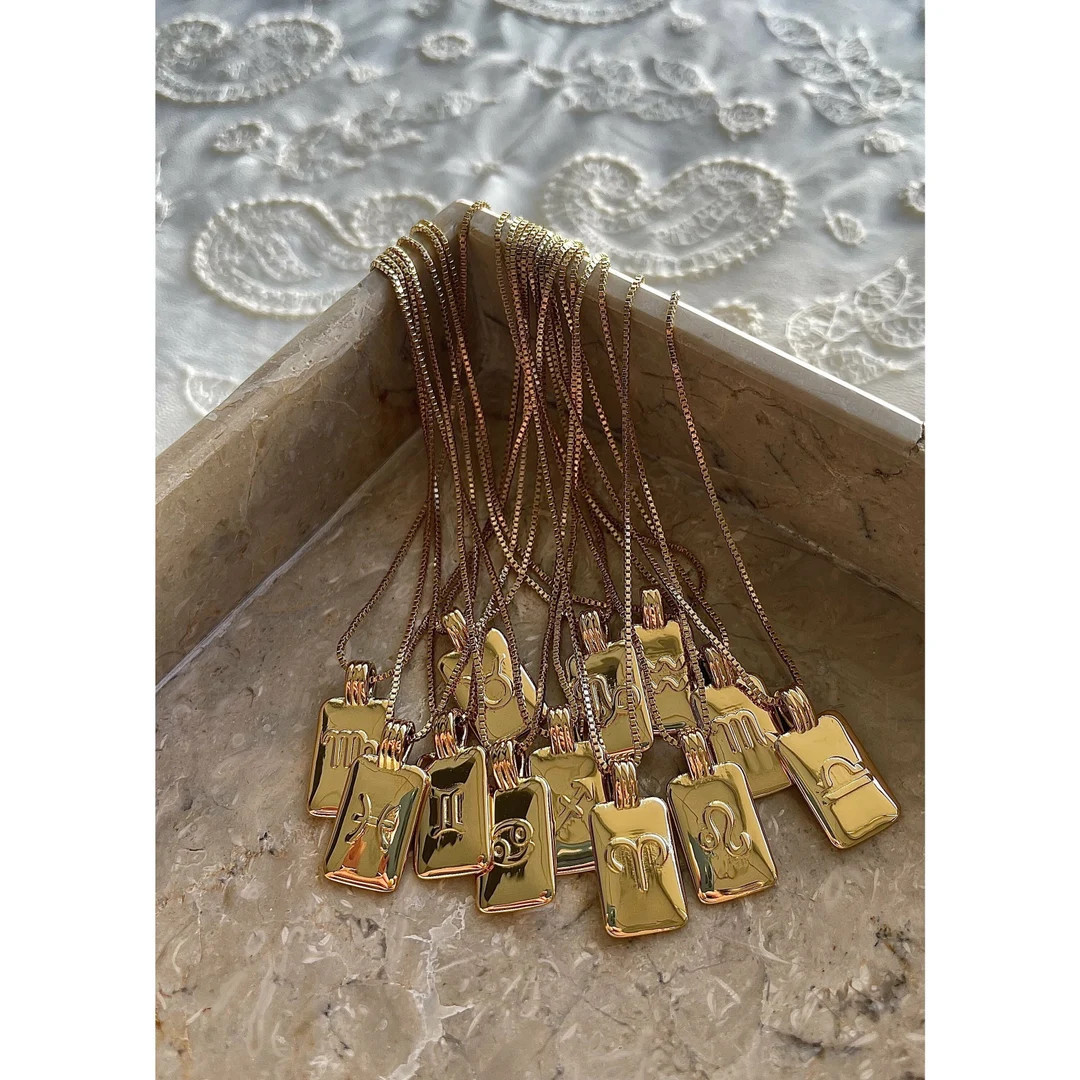 WATERPROOF Zodiac Necklace | Gold Horoscope Necklace | Personalized Jewelry| Gold Zodiac Necklace... | Etsy (US)