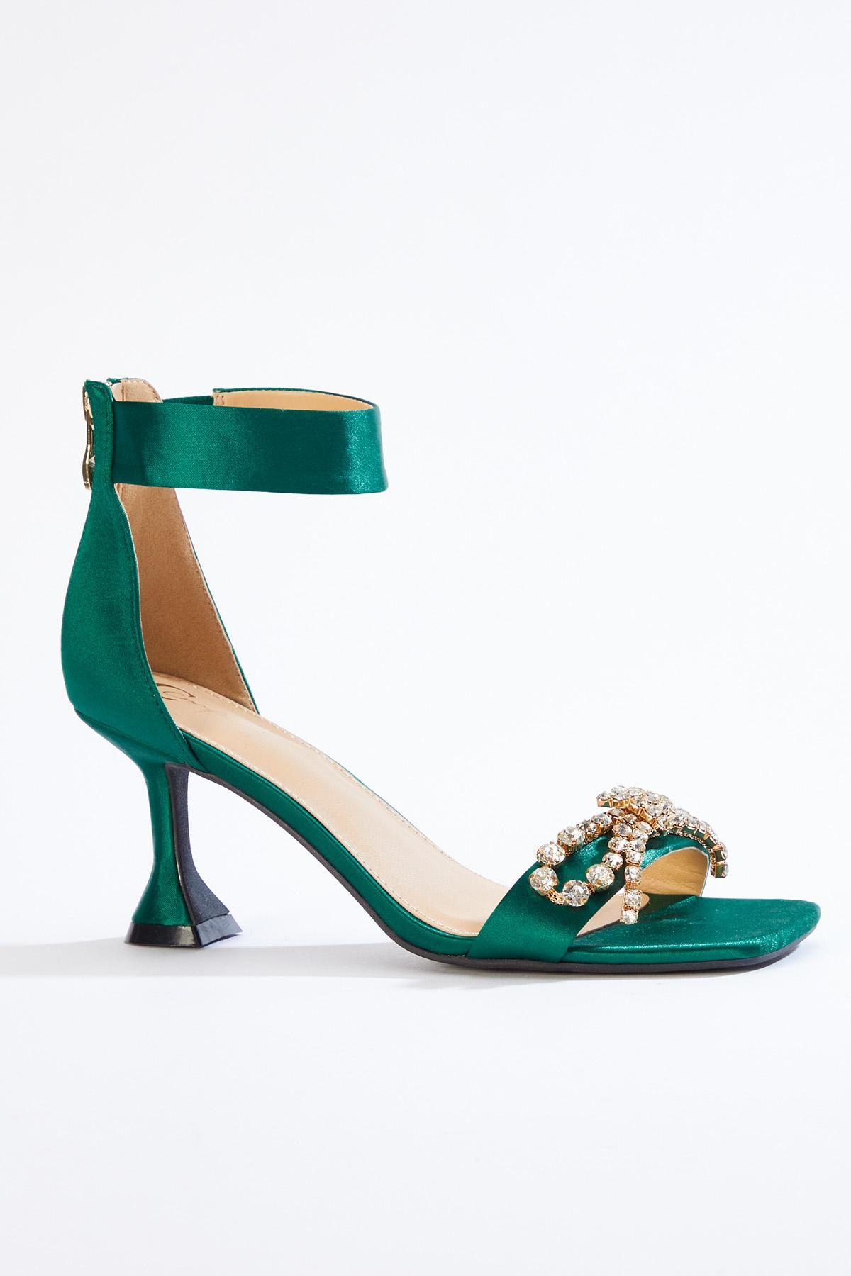 Rhinestone Bow Heeled Sandals | Cato Fashions