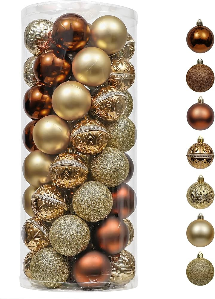 Valery Madelyn Christmas Tree Ornaments, 50ct Bronze Copper and Gold Shatterproof Christmas Balls... | Amazon (US)