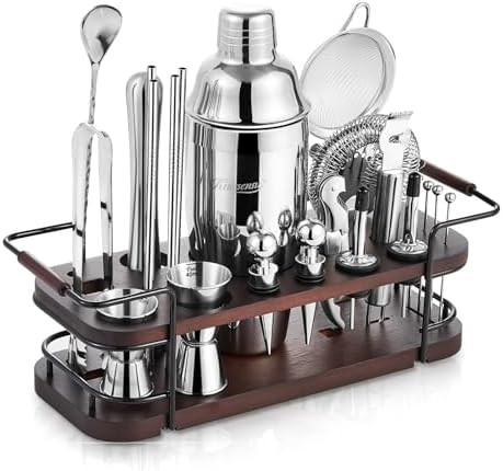 KITESSENSU Cocktail Shaker Set Bartender Kit with Stand | Complete 24-Piece Bar Set Cocktail Kit ... | Amazon (US)
