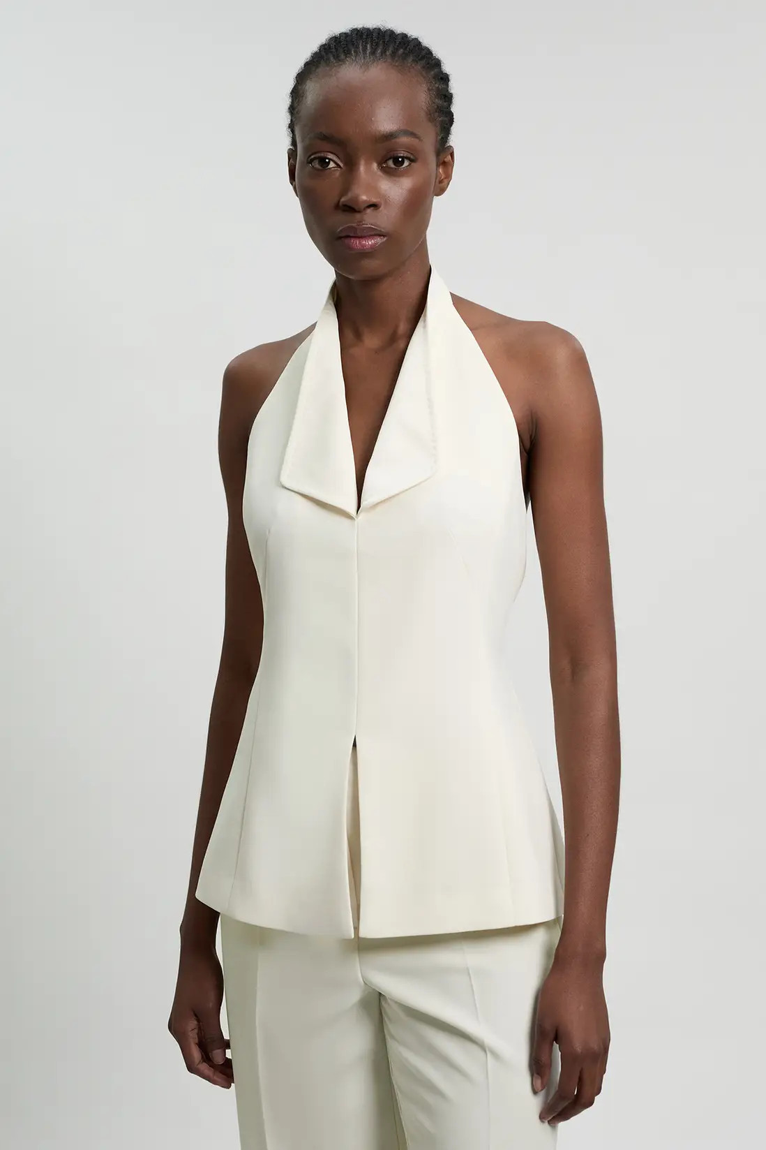 Pale Blue Satin Back Crepe Tailored Tux Waistcoat | Karen Millen | Karen Millen