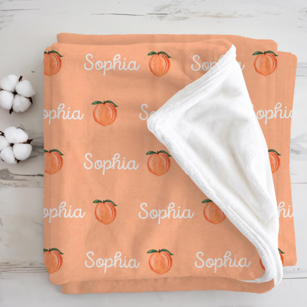 Personalized Peach Baby Blanket, 1st Birthday Gift, One Sweet Peach | Etsy (US)