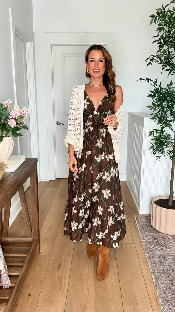 New fall arrivals at Target! Floral maxi dress and open stitch cardigan in XS. Early fall arrivals. Family photo outfits. Fall outfits. Teacher outfits. Business casual outfits. Elevated casual outfits. Brunch outfits. Summer outfits. Mom outfit outfits. Elevated casual outfits. Wearing XS in each and I went up half a size in boots.

#LTKgrwm #LTKootd #LTKPetite