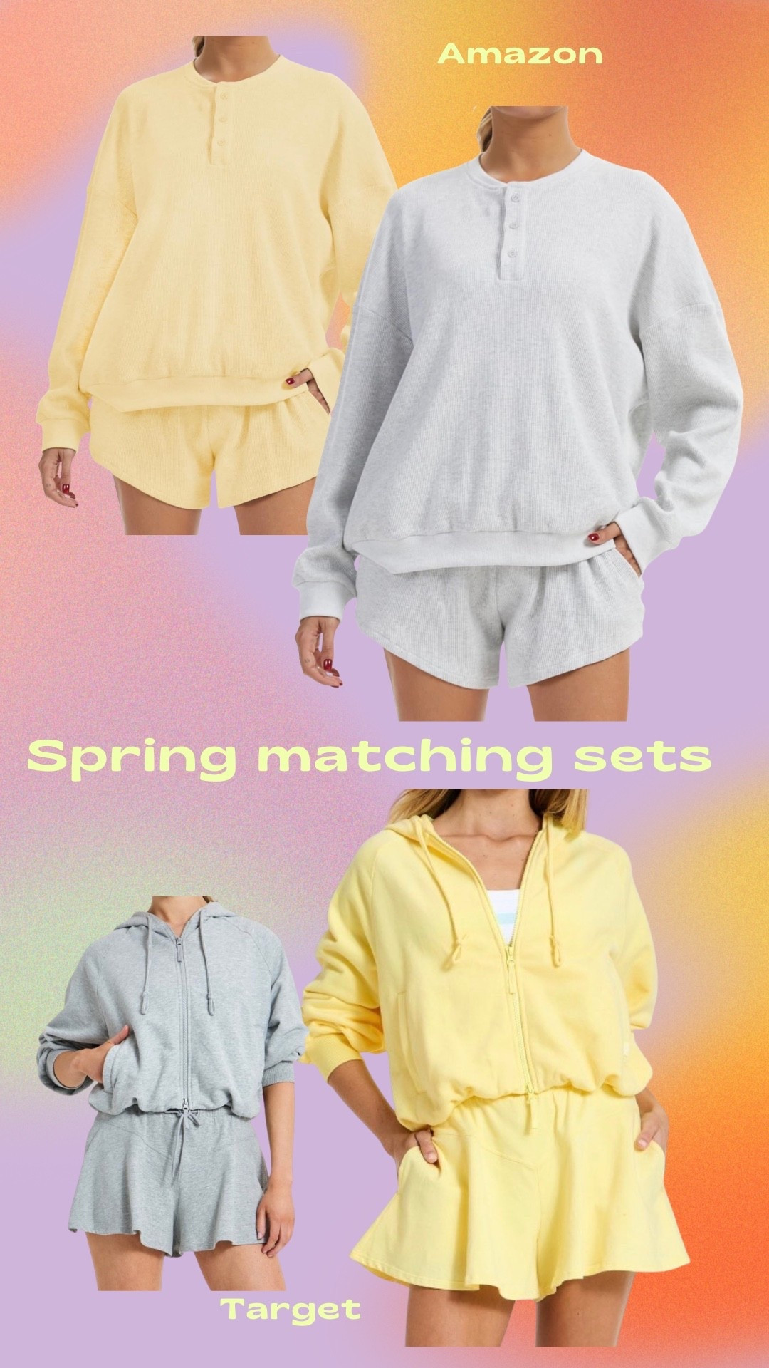 Spring matching sets from Target | spring matching sets from Amazon | butter yellow matching sets 

#LTKmomlife #LTKspringtrends #LTKSpringSale