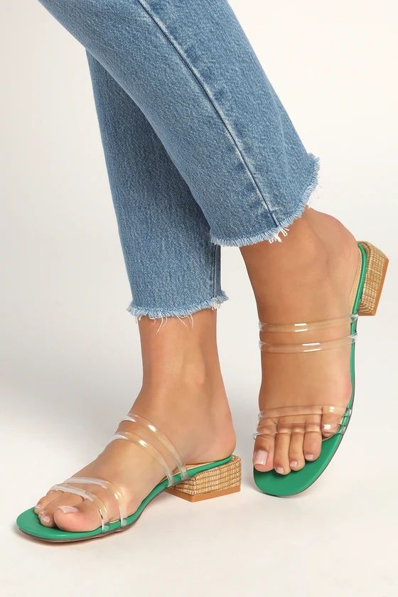 Macalano Green Clear Woven Heel Flat Sandals | Lulus (US)