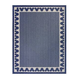 Mickey Mouse Navy/Sand 5 ft. x 7 ft. Border Indoor/Outdoor Area Rug | The Home Depot